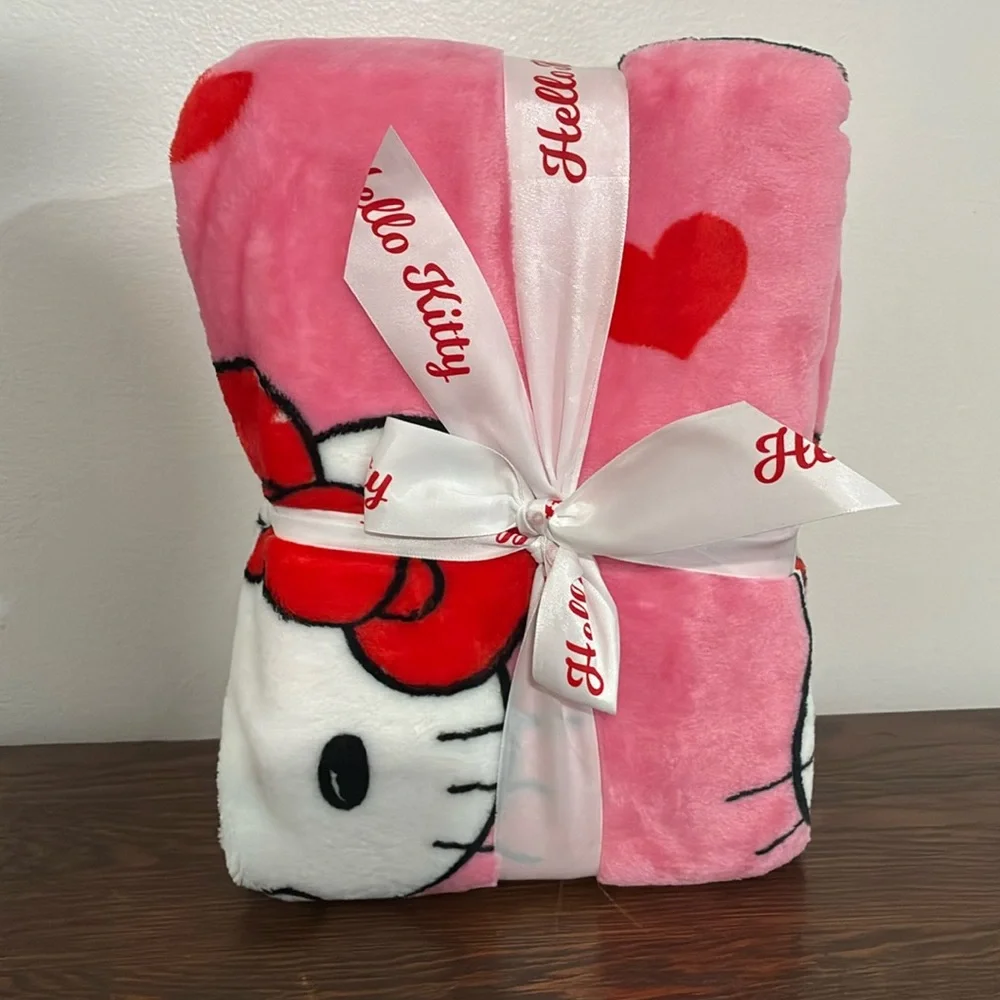 NWT- Sanrio- Hello Kitty- Pink Velvety Smooth- Silk Touch Throw Blanket 50x60